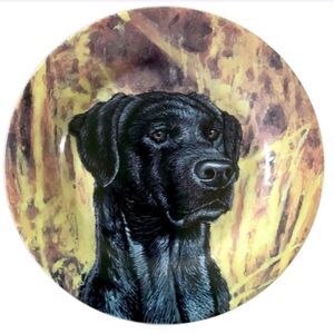 Living Stone 2003 Black Labrador Retriever Collector Plate Dog Lover Decor